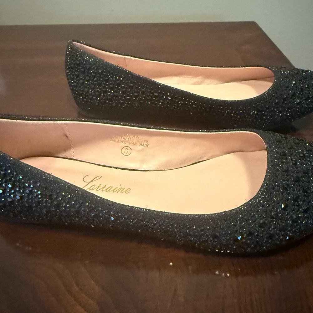 Lauren Lorraine Black Jeweled Ballet Flats - Picture 3 of 6